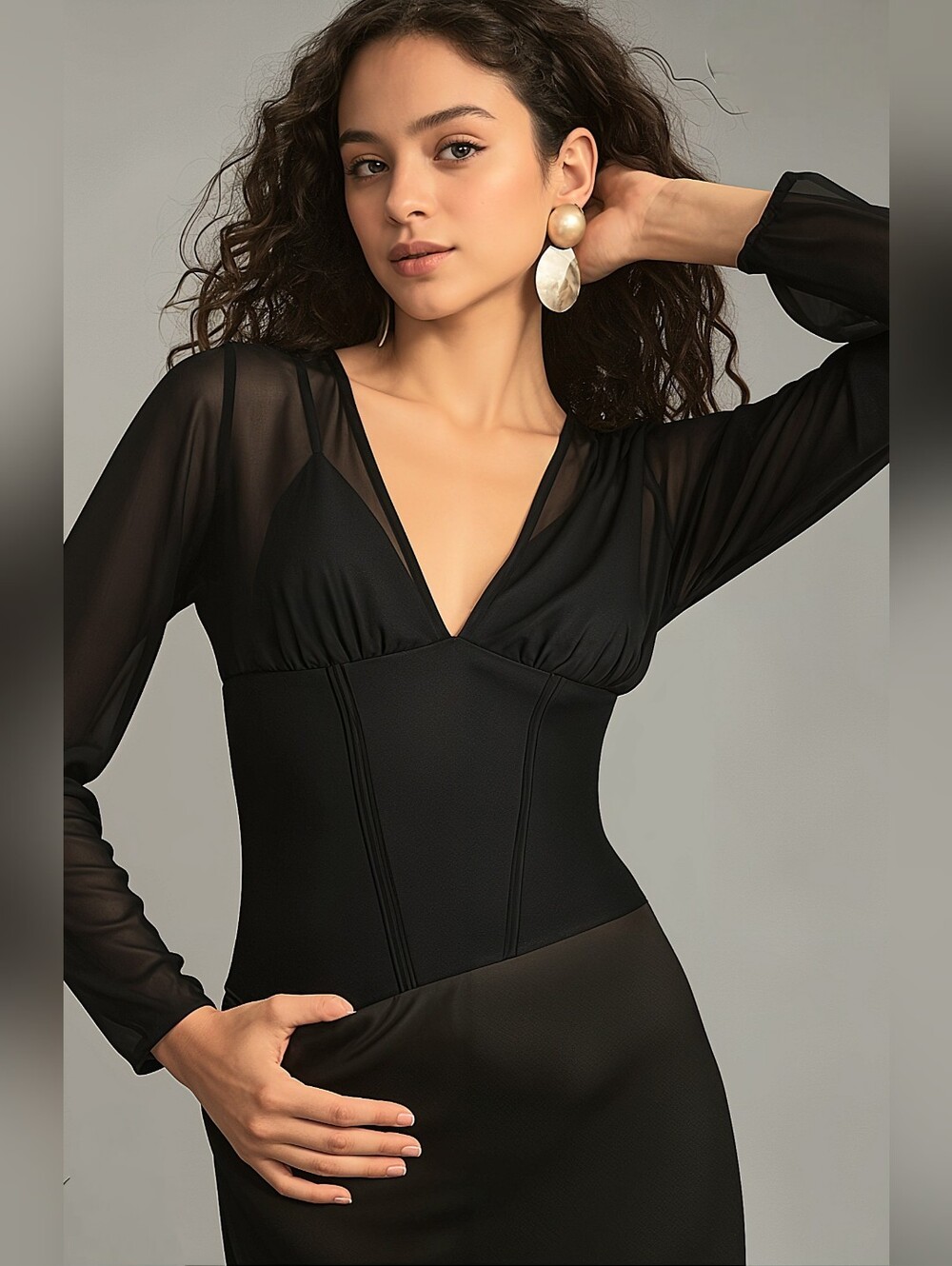 NWT Venus Black Chiffon Corset Top